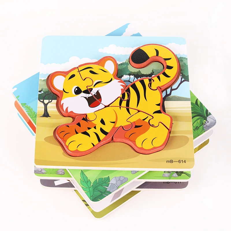 Children Animal 3d Wooden Jigsaw Puzzle Montessori Early Initiation Educational Learning Game Toys For Baby Toddlers Kids