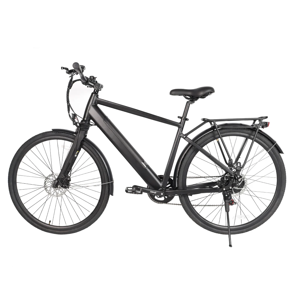 Black 250w 7 speed scooter aluminum alloy hydraulic medium shock absorption 700C electric city hybrid bike