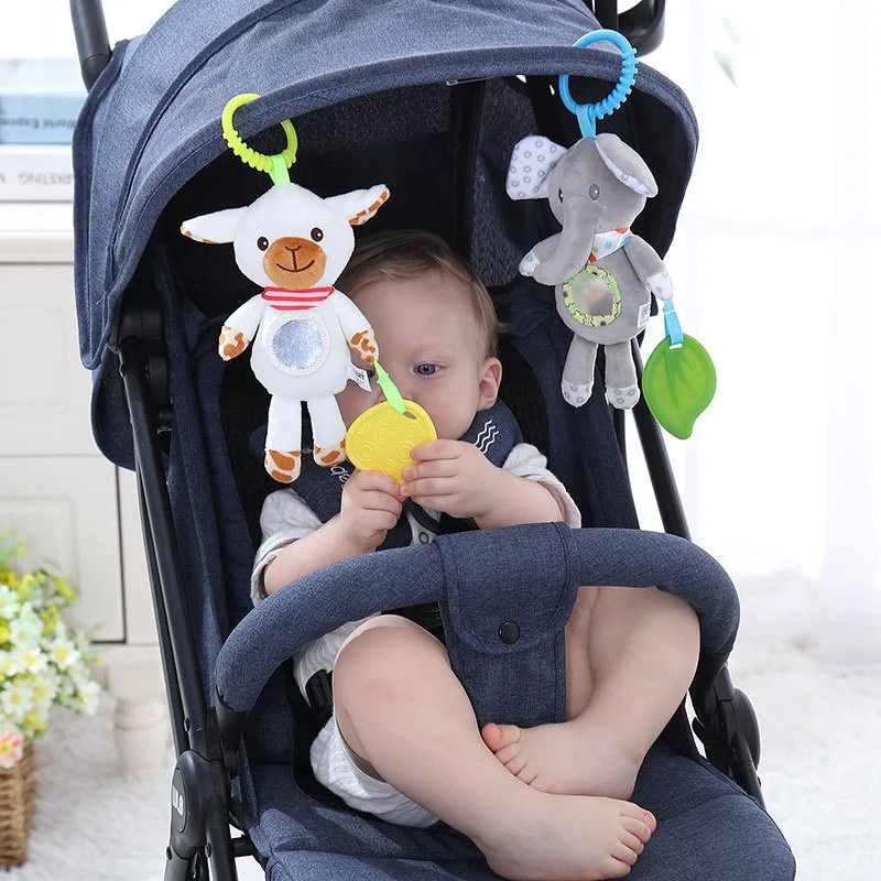 Newborn Baby Plush Stroller Hanging Toys Baby Rattles Mobiles Cartoon Animal Doll Crib Hanging Bell Educational Toys 0-12 Month