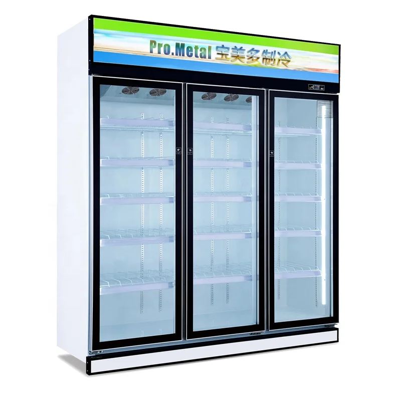 Commercial supermarket refrigeration equipment pepsi vertical 3 glass door display refrigerator
