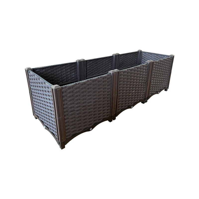 Easy to assemble PVC plastic square planting vegetables flower rectangular raised urban garden box planters outdoor boxes