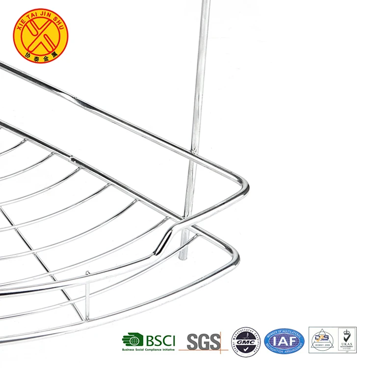 High quality customized two tier glass shelf hanging bathroom basket shelf