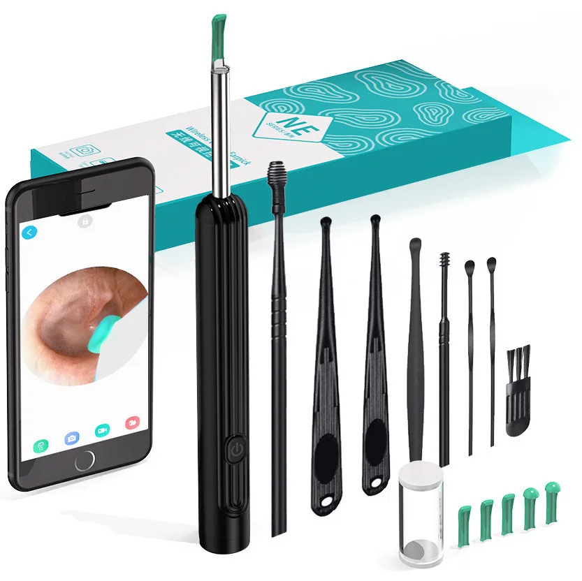Wireless Wi-fi Visual Ear Cleaner Otoscope Ear Wax Ear Spoon Removal Sticks Endoscope with Camera Tool Kit