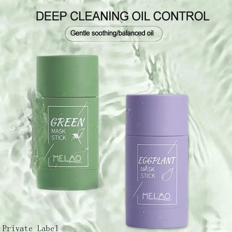 
Green tea cleansing mask purifying clay stick face mud private label organic green tea mask stick 