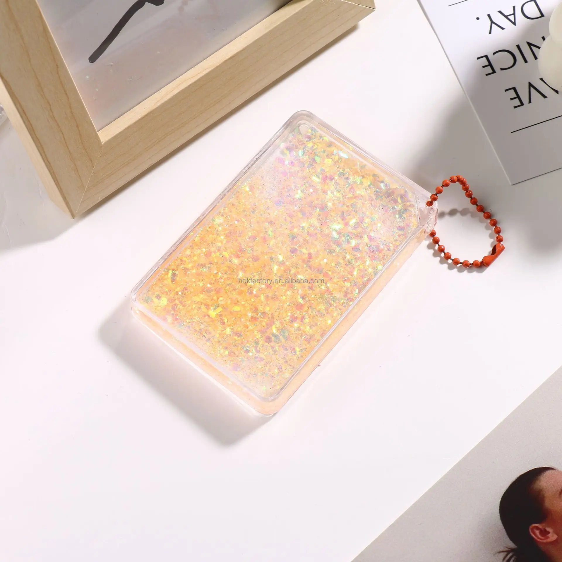 Acrylic Quicksand Gu card Mahjong Gu Pan card brick set transparent ice cube card brick pendant