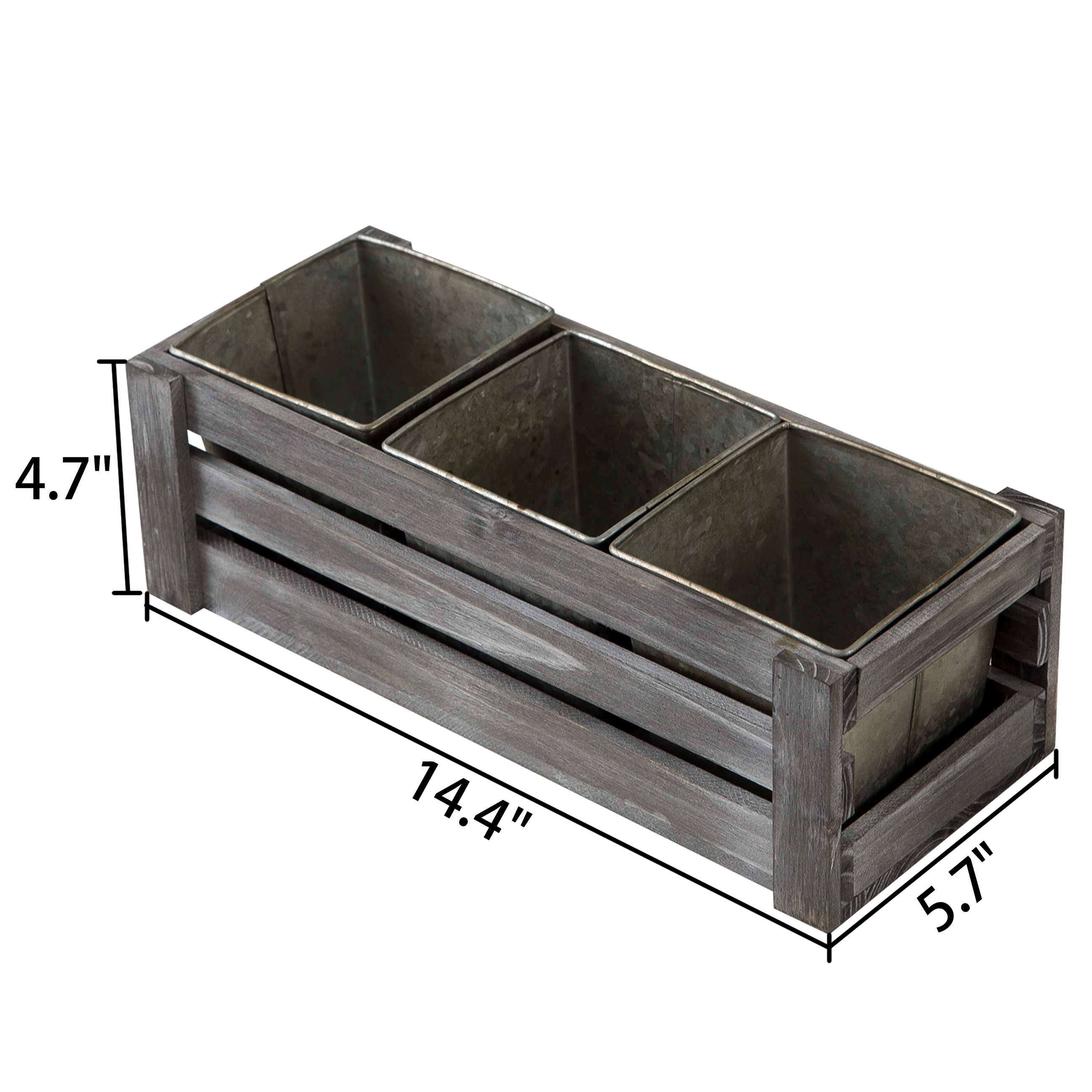 Decorative Handmade Garden Flower Pots Rustic Galvanized Sheet & Wood Garden Planter With Wood Polish Finishing Square Shape