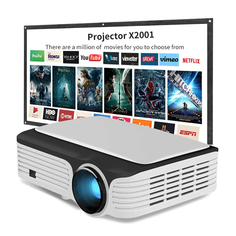 Жк-портативный Full HD родной 1080p видео проектор Android 7.1
