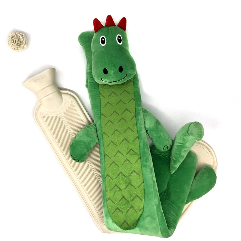 Premium Rubber Long Hot or Cold Water Bottle with Cute Stuffed Animal Cover Hot Water Bottle Cover