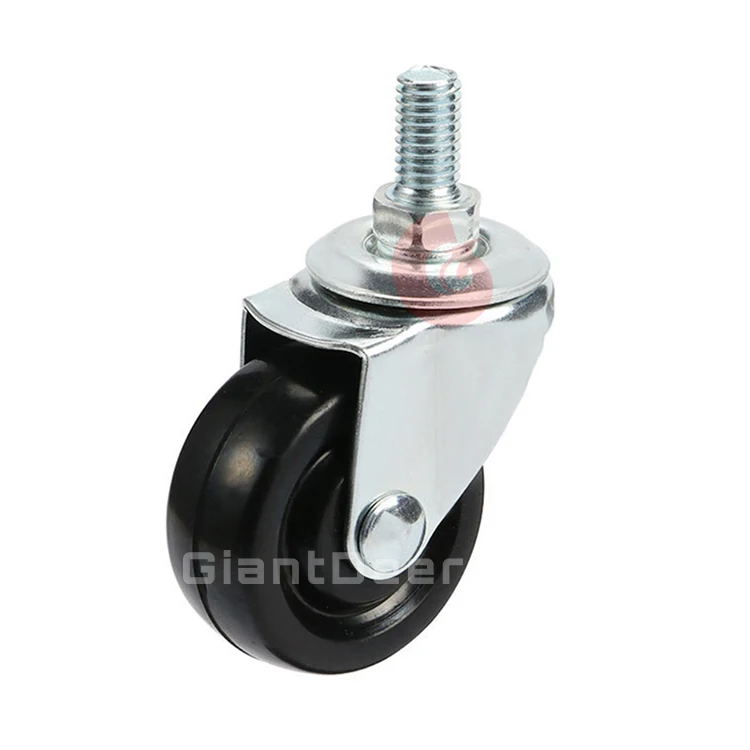 Wholesale New Design Silent Rubber Caster Wheels M8 M10 M12 Threaded Stem Swivel