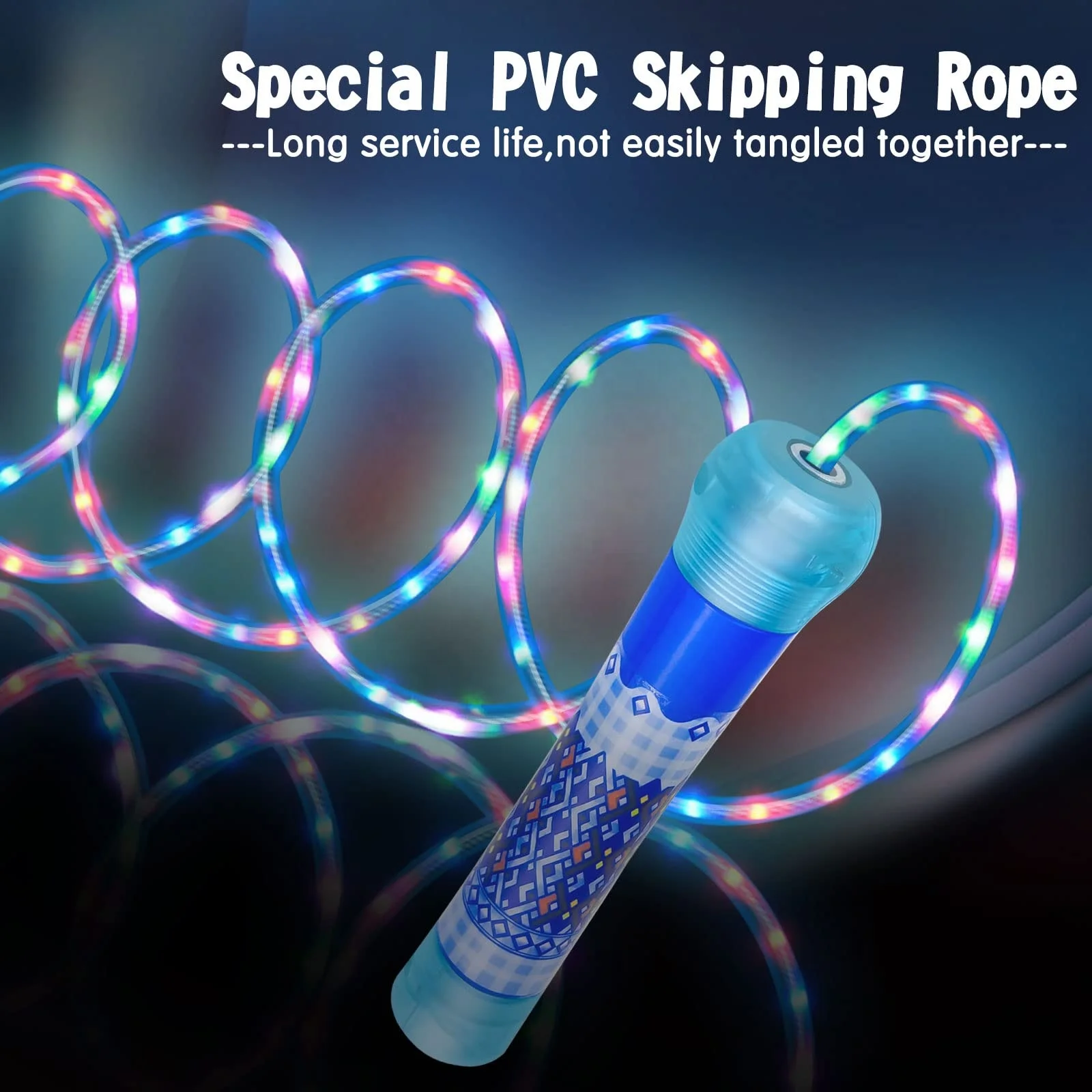 Multiple Colors Adjustable Luminous Colorful Skipping Ropes Fitness Exercise LED Jump Rope for Kids