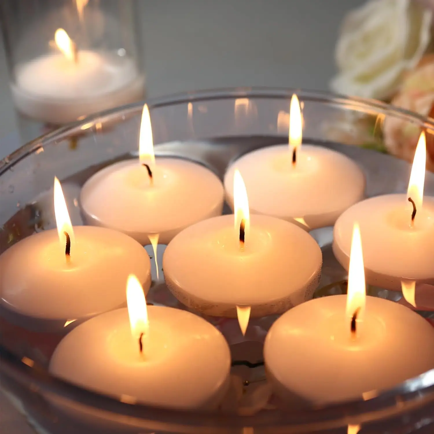 High Quality Dinner Candles Cotton Wick 3 Inch Unscented White Floating Water Candle For Wedding Party Table Dinner Decor