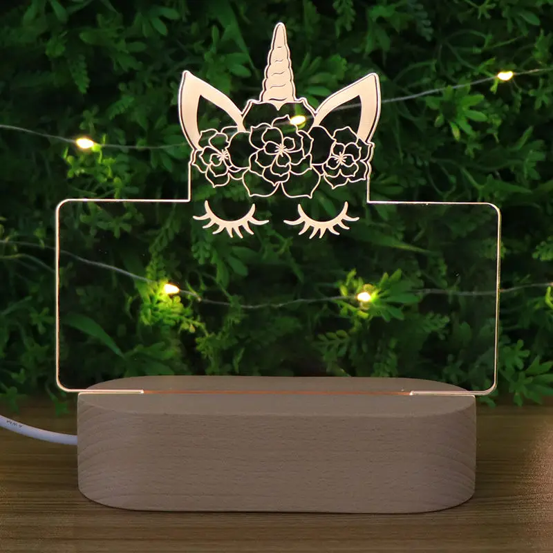 Popular Australia Style LED Night Light Rectangle Wooden Base With Blank Acrylic DIY Table Lamp For Home Decor