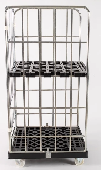  Roll Container with ABS basement and support plate Nylon wheels galvanised steel side wall