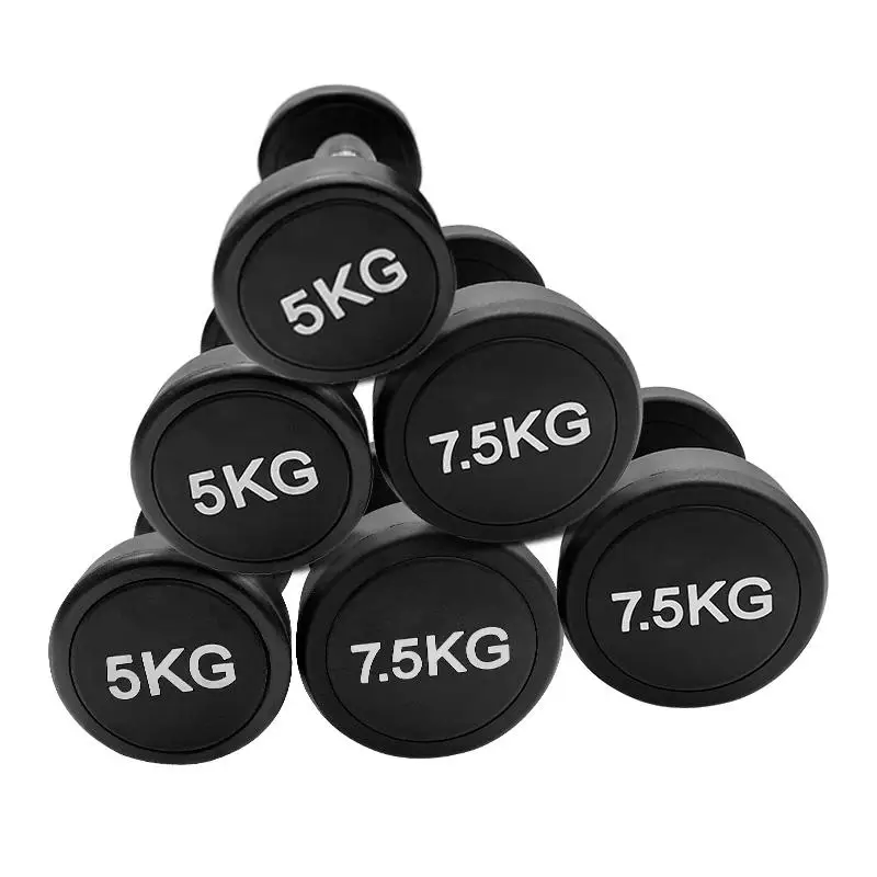 Gym Equipment Weightlifting Cast Iron Round Head Rubber Dumbbell Custom Bodybuilding Dumbbell