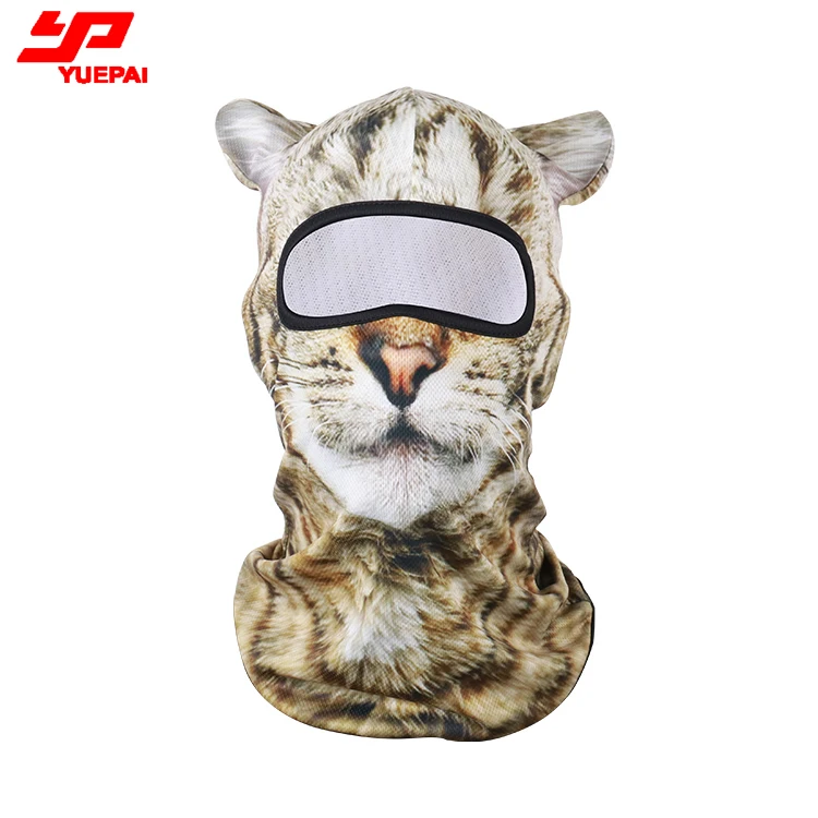 Dropship Full sublimation head face one hole winter designer cat dog headwear design logo 3d animal custom print balaclava