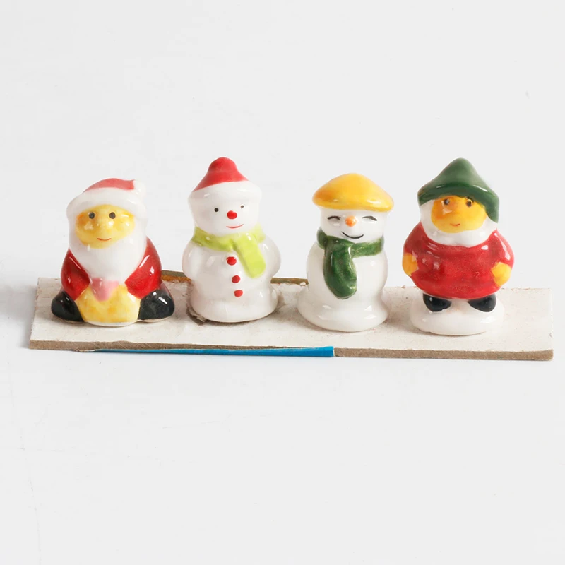 OEM Custom Hand Painted Porcelain Christmas Figurines Statues Sculpture Home Decor Ceramic Christmas Tabletop Ornaments