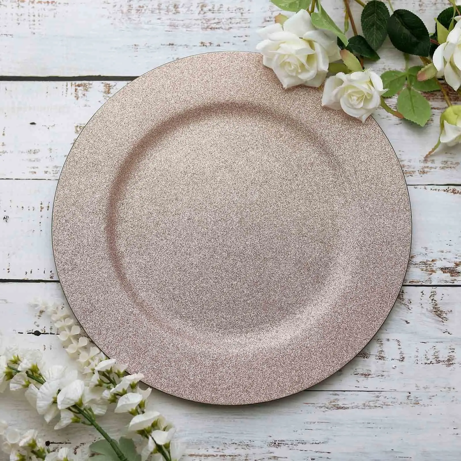 Promotion Placa de Cargador para Boda Wedding Party Banquet Plastic Leather Glitter Charger Plate for Receptions Dinner Holidays