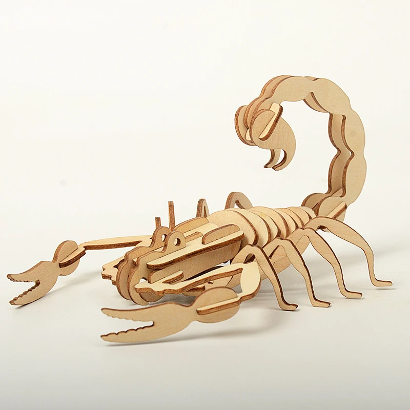 Educational Toy Brain Teaser Puzzles Funny Animal Jigsaw Puzzle Wooden 3D Scorpion Model Building Kit