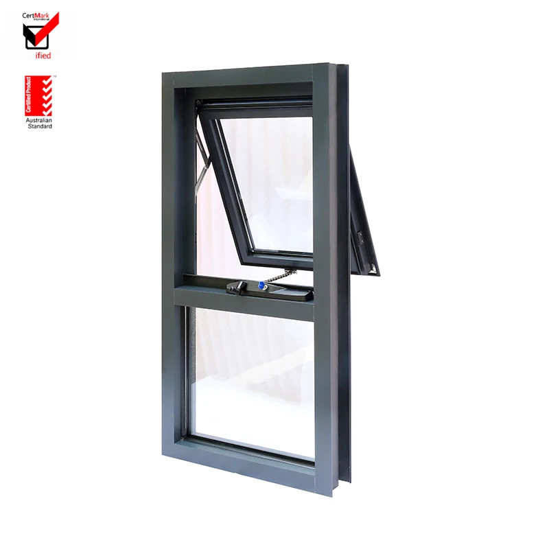 As2047 Aluminum Alloy Awning Window Manual Control Chain Winder Double Tempered Glass Aluminum Windows For Villa Hotel