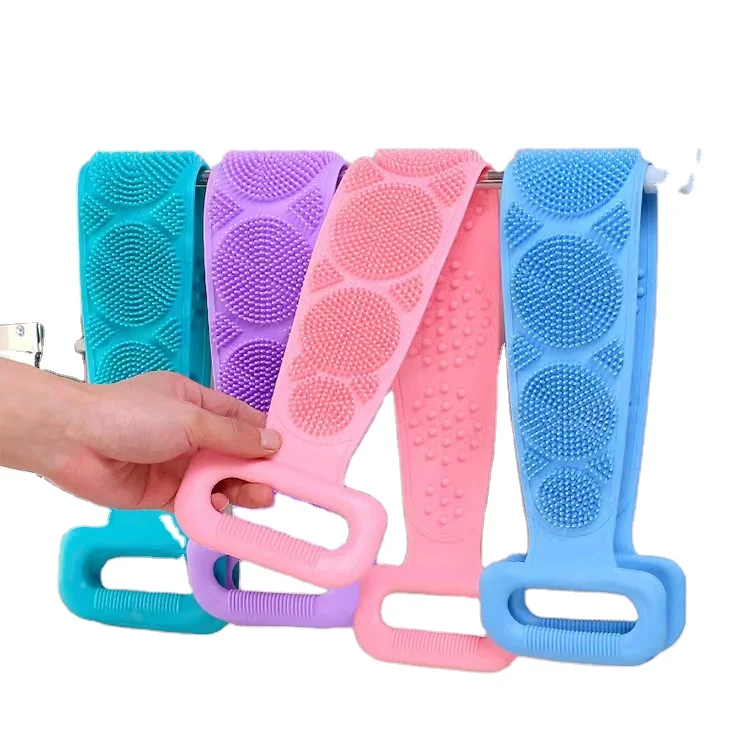 Silicone Body Brush Bath Rubber Back Belt Shower Brush Silicone Bathroom Scrubber