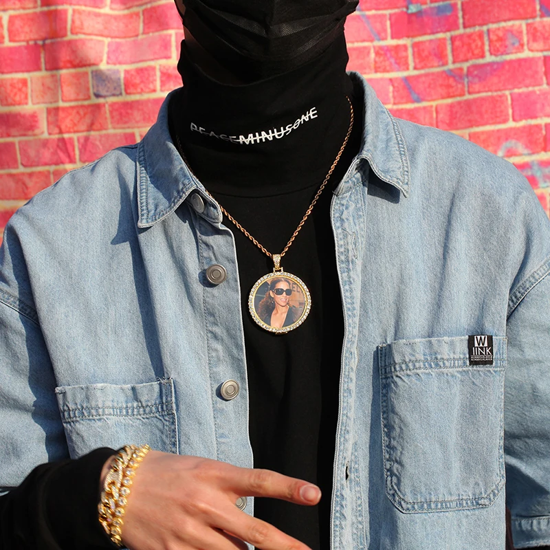 Custom Photo Memory Medallions Solid Couple Pendant Necklace Hip Hop Fashion Personalized Jewelry Can Custom Letter
