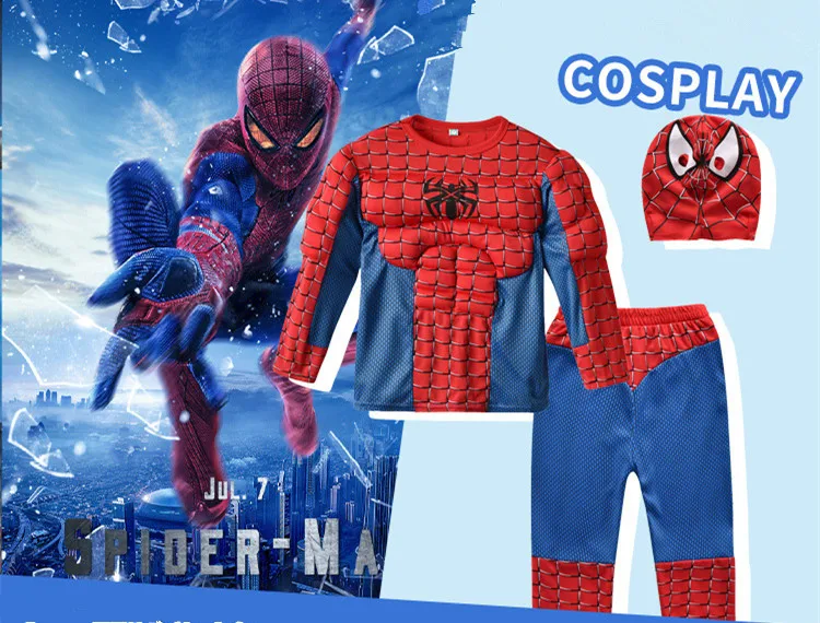Hero Spider Costume Bodysuit for Kids Spandex Zentai Boy Cosplay Jumpsuit 3D Cosplay Clothing