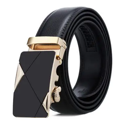 Wholesale Adjustable Business Black Automatic Buckle Belt Men Ratchet Pu Genuine Leather Belts
