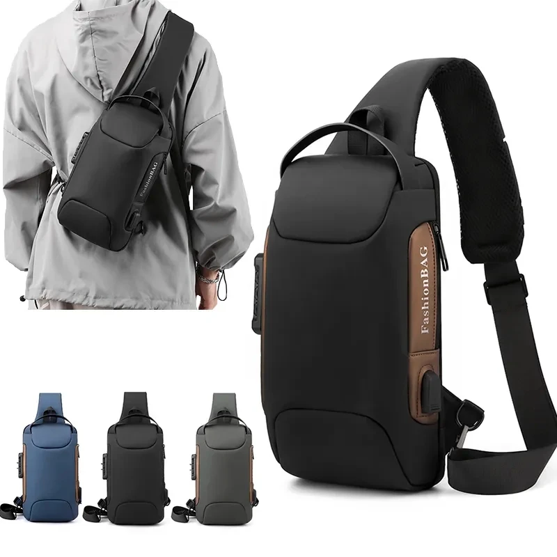 Factory Fashionable Waterproof Chest  Bag with USB Anti Theft Cross body Bag Motorcycle Bag for Unisex