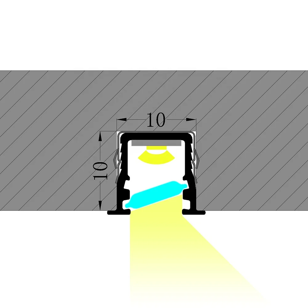 Custom Led Strip Light Aluminum Profile 10*10mm Recessed aluminum led profile for living room corridor indoor outdoor lighting