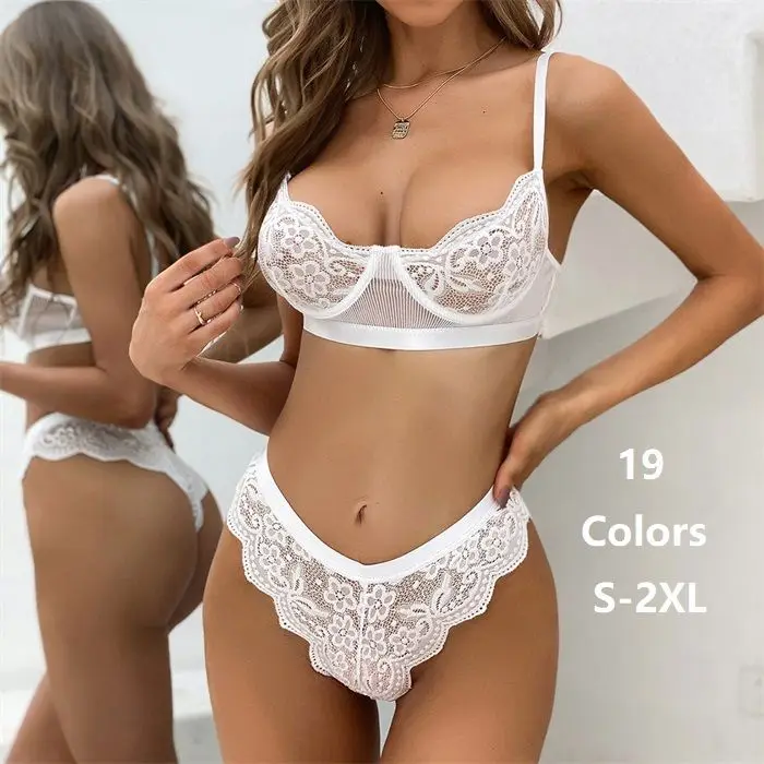 Высокое качество оптом женский сексуальный эротический Sexi 2 два предмета бюстгальтер нижнее белье белый красный синий и розовый комплект нижнего белья