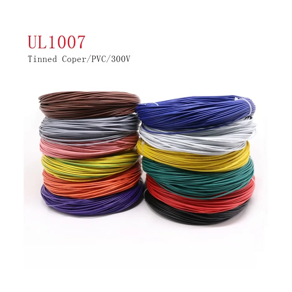 UL1007 ПВХ луженая медная проволока кабель 16/18/20/22/24/26/28/30 AWG голый белый черный красный желтый зеленый синий серый цвет в наличии