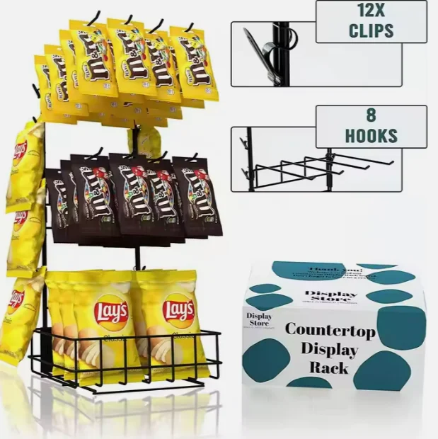 Supermarket candy baby store Hanging Plastic Metal Wire Potato Metal Clip Strips Lays Potato Chips Display Rack