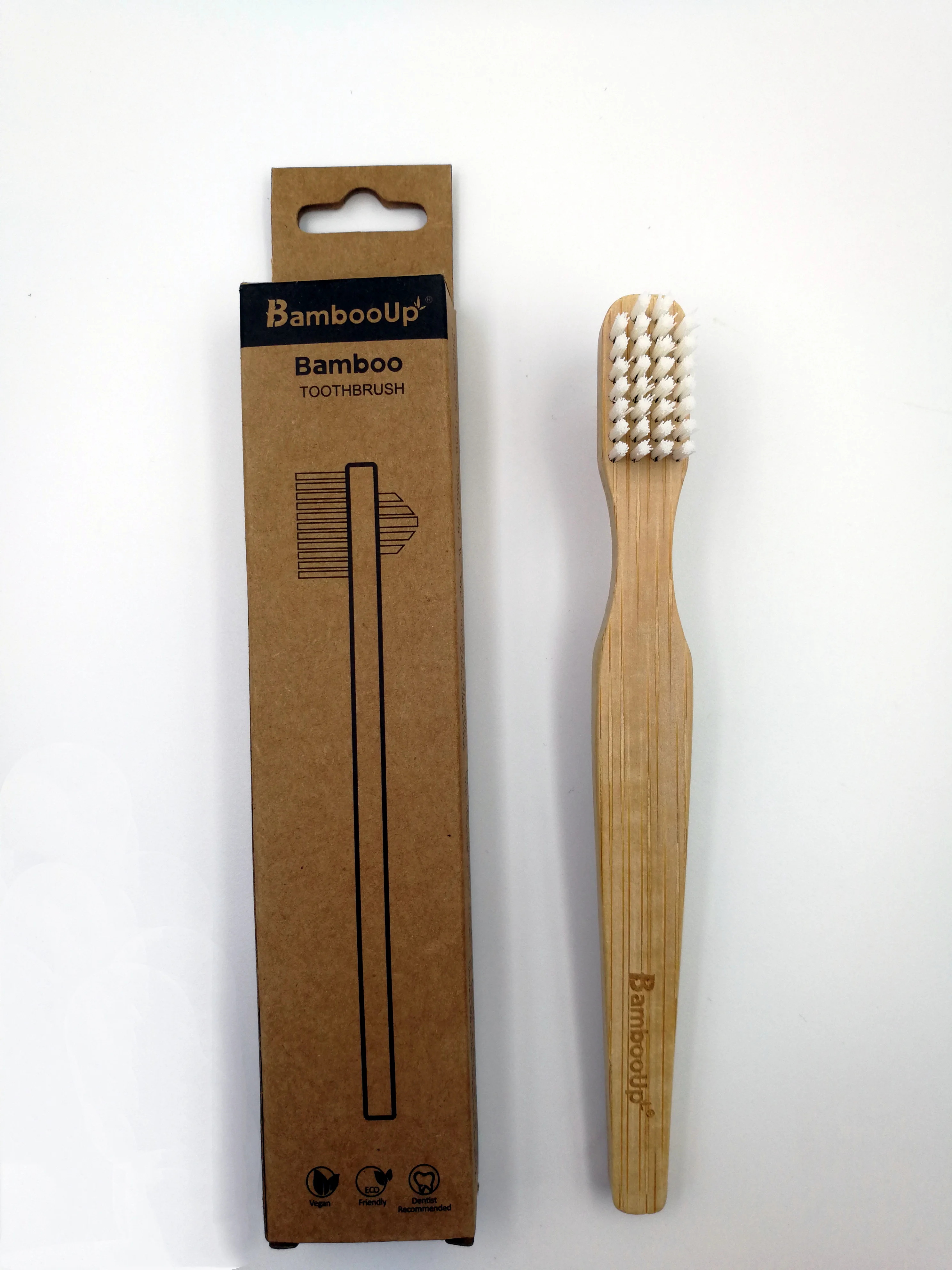 100% moso bamboo double sided toothbrush with hard bristle sustainable denture brush for false teeth