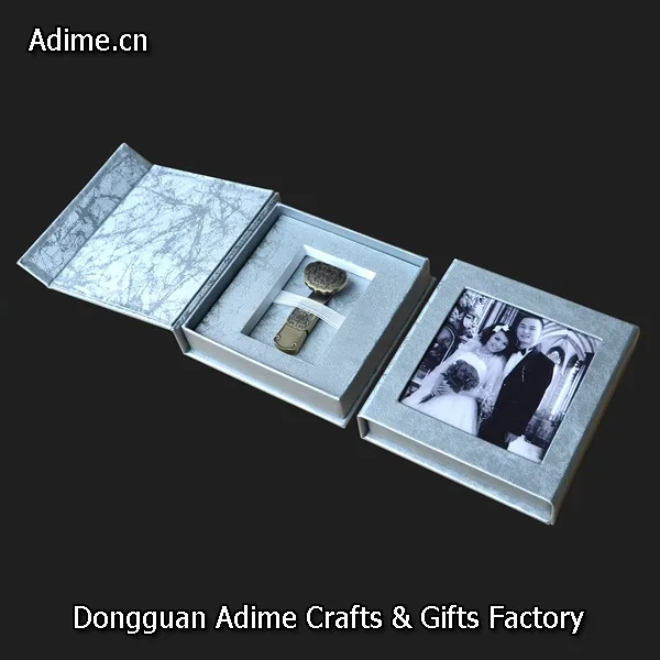 factory custom fabric linen special paper USB Flash drive presentation gift box