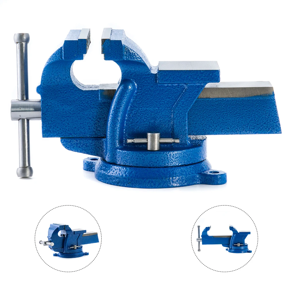 Light duty powder coated cast iron steel adjustable anvil swivel table top clamp 360 degree swivel base clamp bench vise