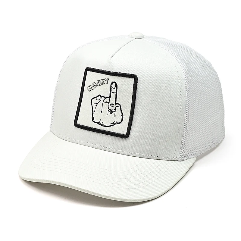 OEM 5 Panel White trucker cap Style Structured Mesh hats with custom logo Embroidery Cotton Twill Trucker Hat For Men And Women