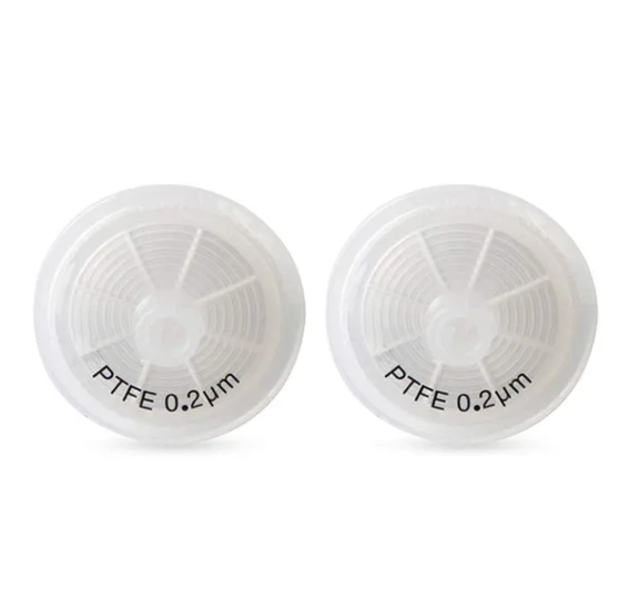 Syringe Filters PTFE Membrane  Hydrophilic Filtration, 0.22um Pore Size, 25mm Membrane Diameter