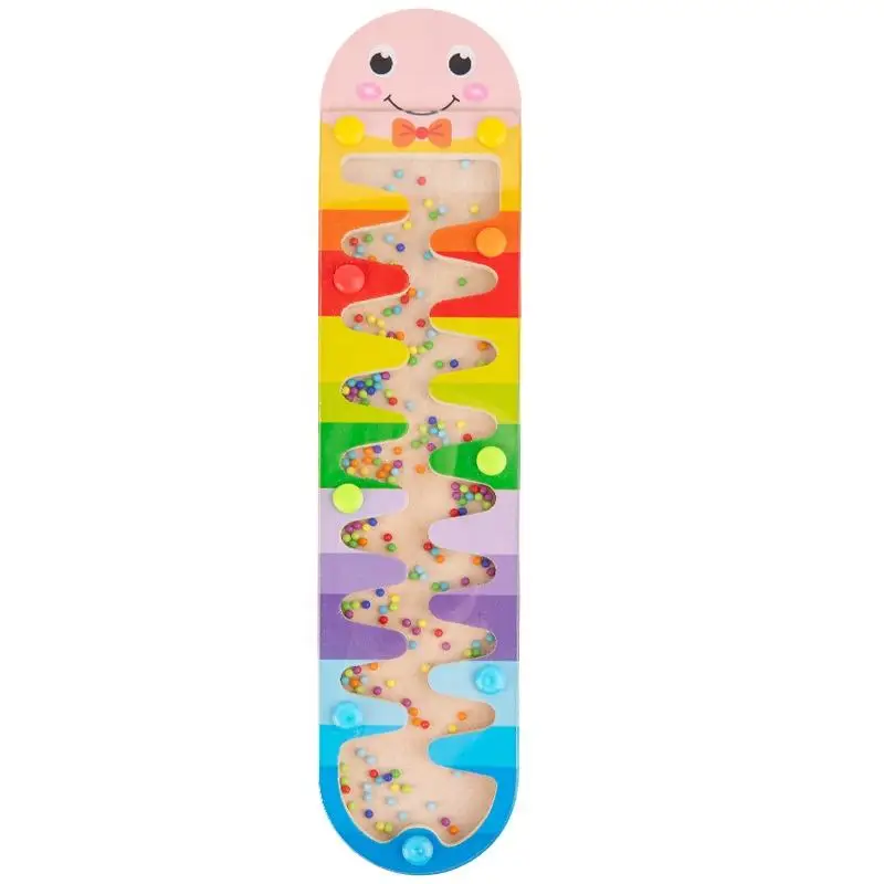 Wooden Baby Color Cognition Rainbow Color Hourglass Toy Cartoon Design Simulation Rain Sound Wooden Board Game