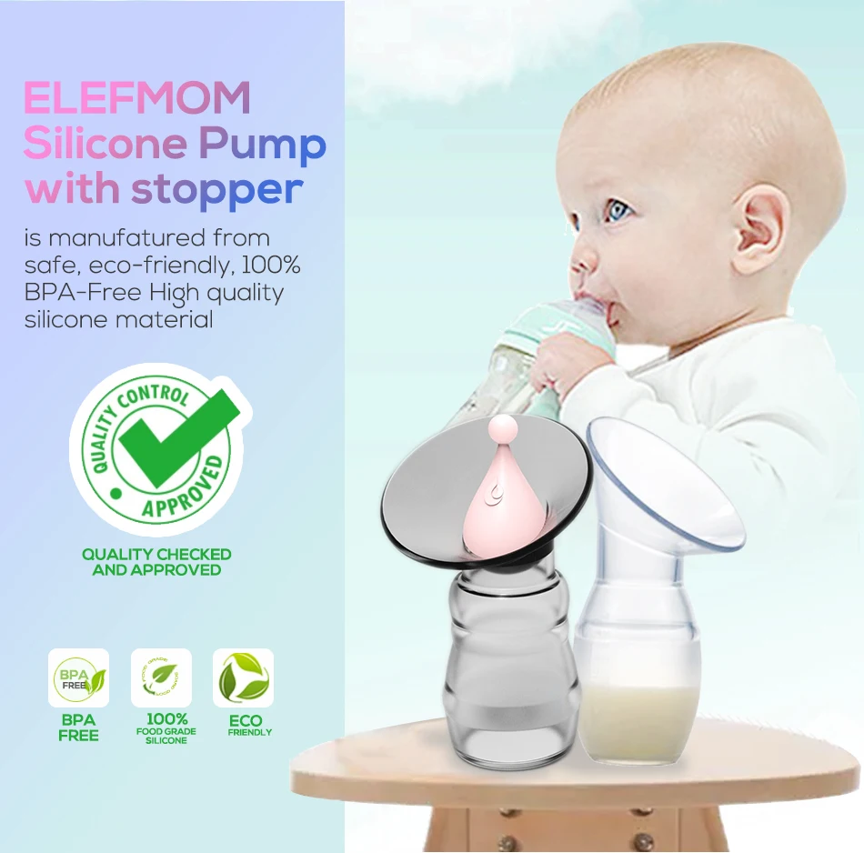 silicone manual breast milk storage bottle collector with stopper
