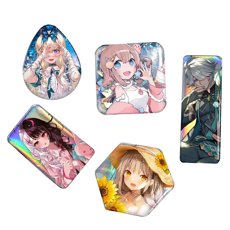 Custom 50mm 58mm personalized printable square shape heart anime pin star tin button badges