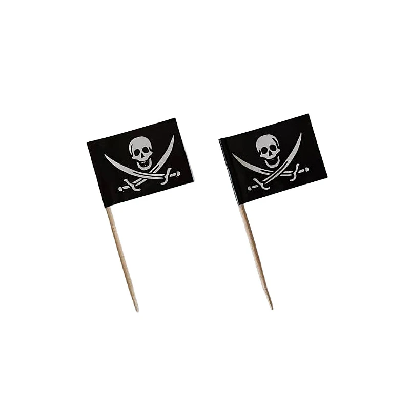 custom design 2 sides print custom small pirate flag toothpick dinner flag food flag