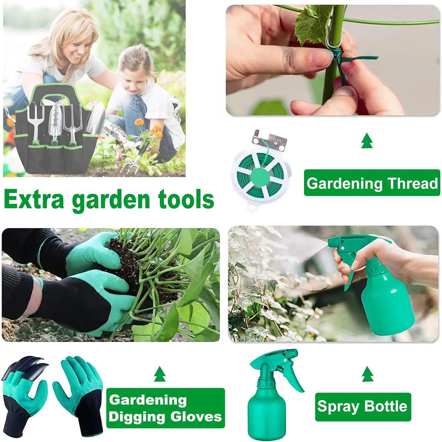 8pcs Garden Tools Set  Gardening Tools with Storage Tote Bag and Non-Slip Handle