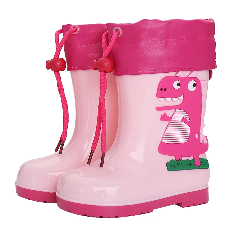 Wholesale Soft Children PVC Boys Waterproof Light Girls Lovely Animal Pattern Thermal Wellies Kids Rainboots