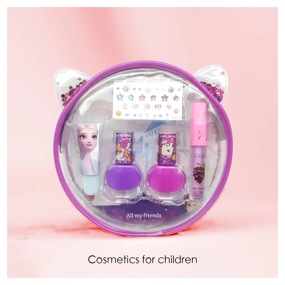 New Product 5 PCS Private Label Girls Round Makeup Bag Toy Cosmetic Packaging Vendor