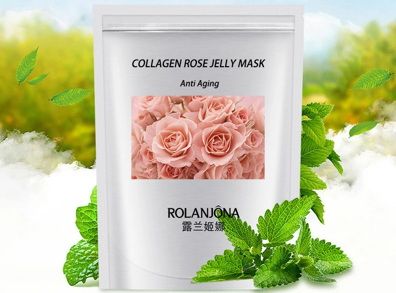 Hot Sale Rolanjona Anti-Aging Collagen Rose Jelly Facial Powder Private Label Skin Care Whitening Moisturizing Face Masks