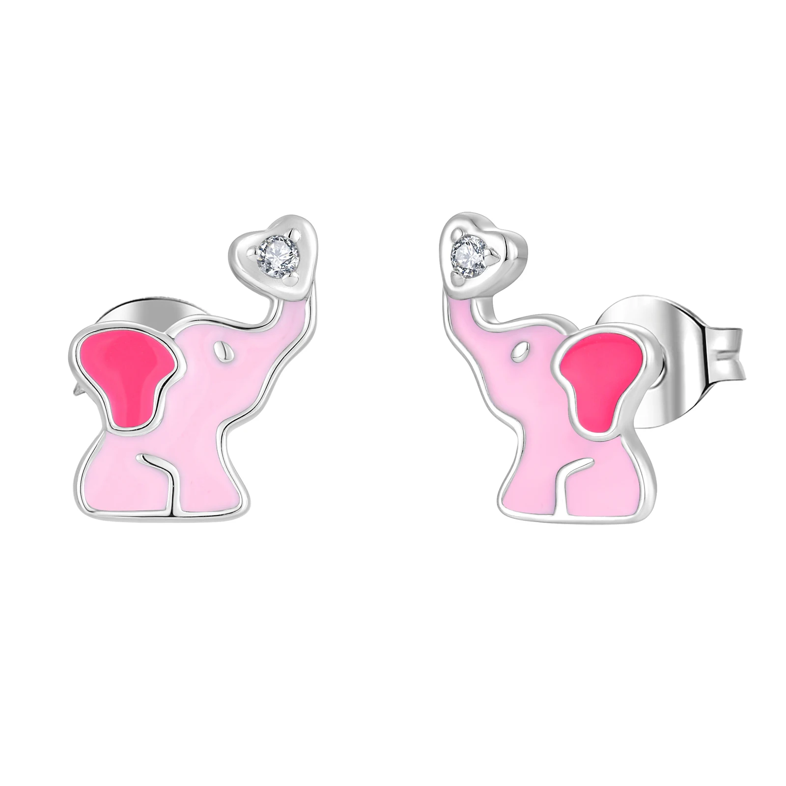 Enamel Rainbow Elephants Shape Tiny Korean Small S925 Silver Stud Earrings Children Jewelry Earrings For Girls