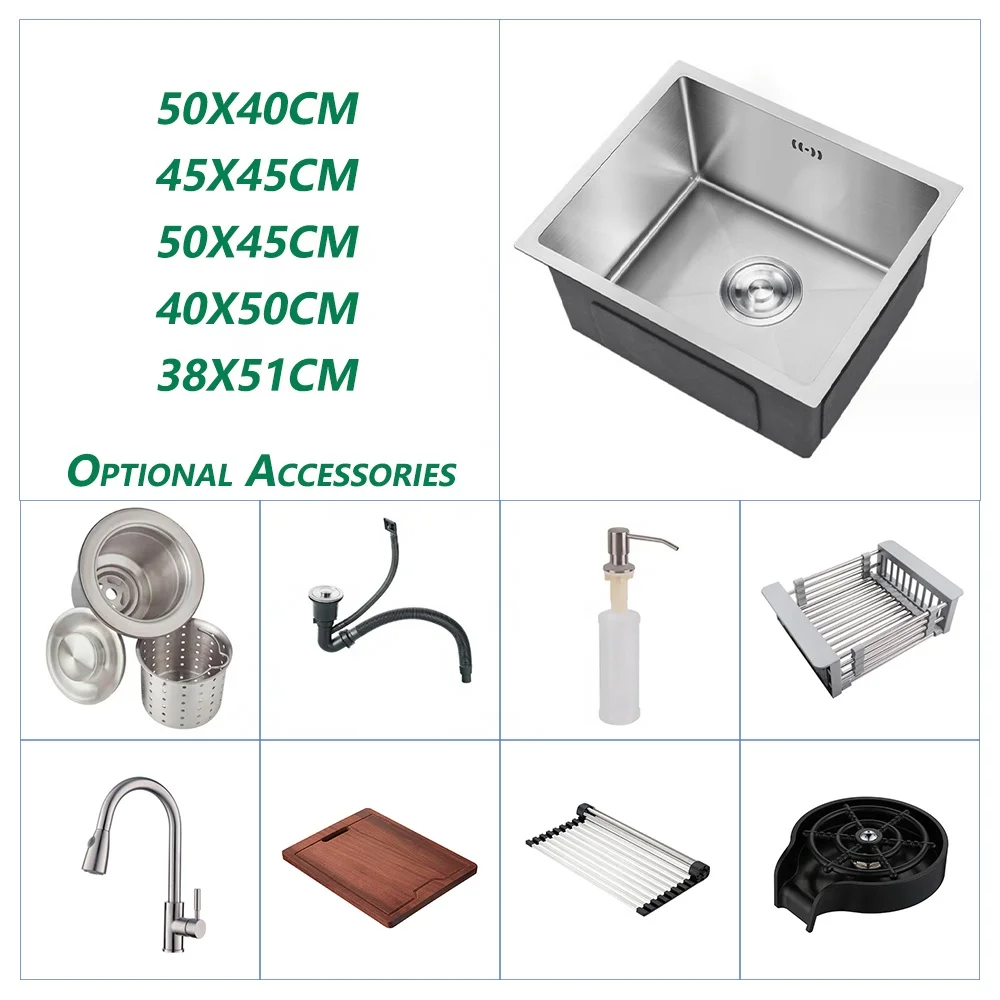 undermount sink kitchen Europe popular square handmade double stainless steel single bowl kitchen sink