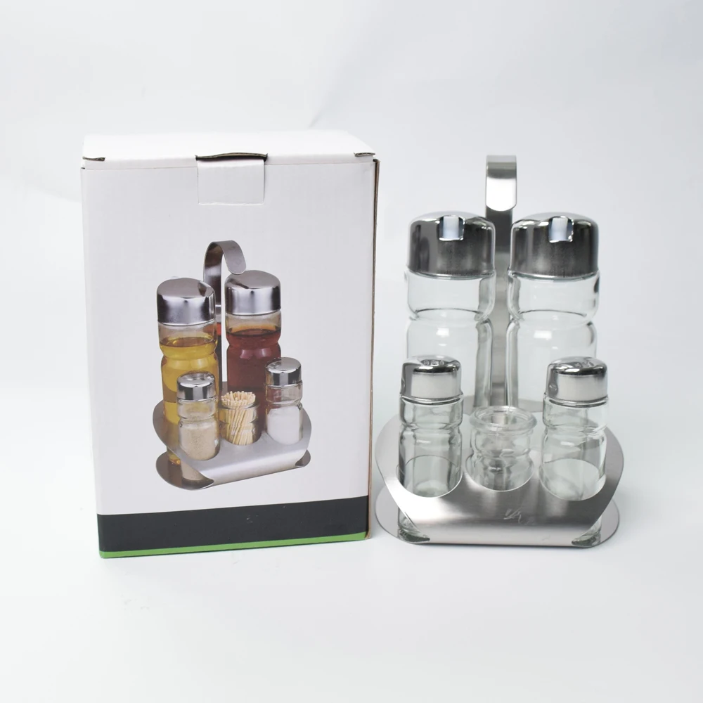 Hot Selling Kitchen Cooking Soy Sauce Olive Oil Storage Bottles Jars Spice Vinegar Food Glass Storage Containers Set Accessories