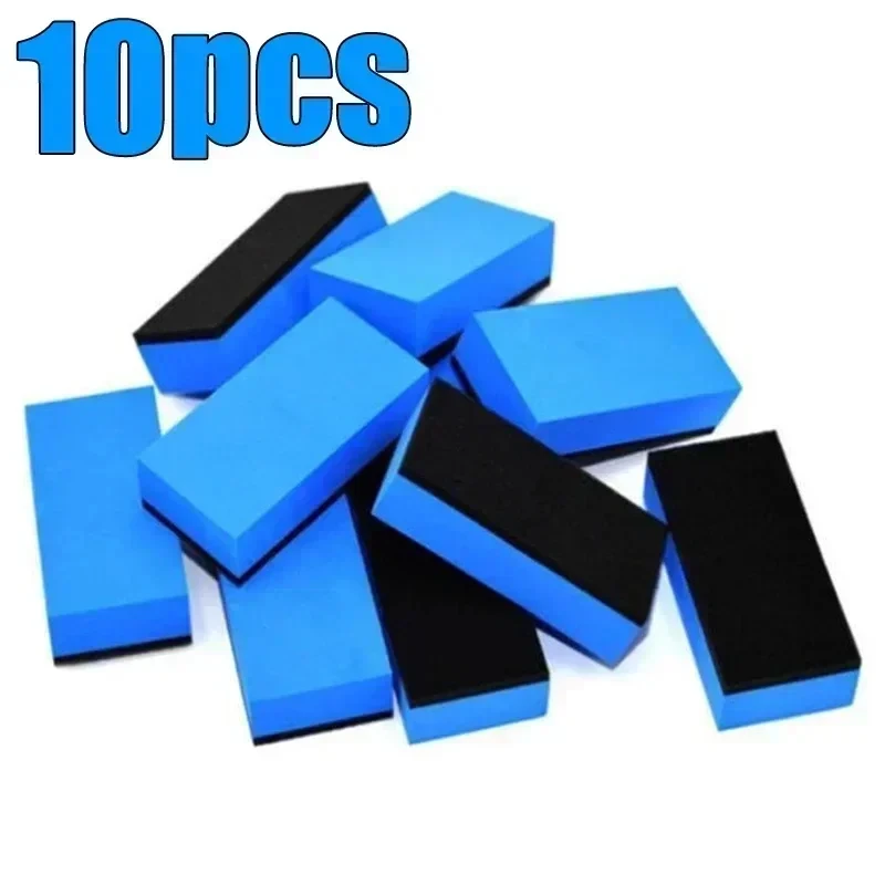 Car Ceramic Coating Sponge Applicator Glass Nano Wax Coat Sponges Blue Square Sponge and Cloth Car Cleaning Brush