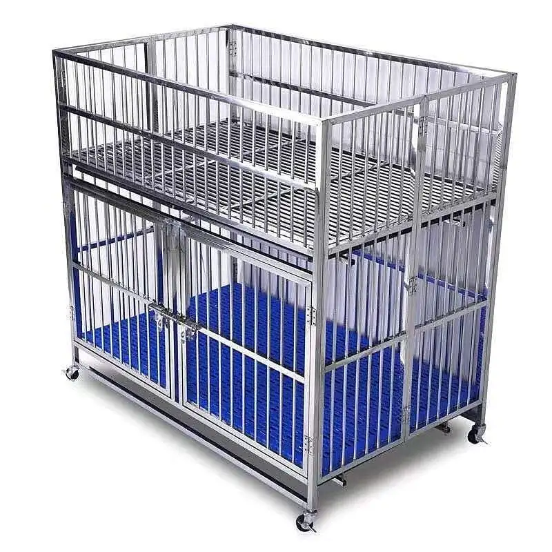 Veterinary Stackable Silver Dog Crate Stainless steel dog cage puppy cage with try large size